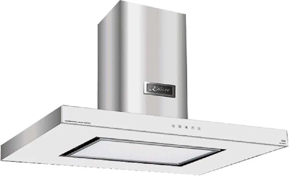 Cappa aspirante, 90 cm, 9434 W, 1250 m3/h, cappa da cucina, scarico e ricircolo, acciaio inox, bianco, illuminazione a LED, Kaiser Cappa a isola AI