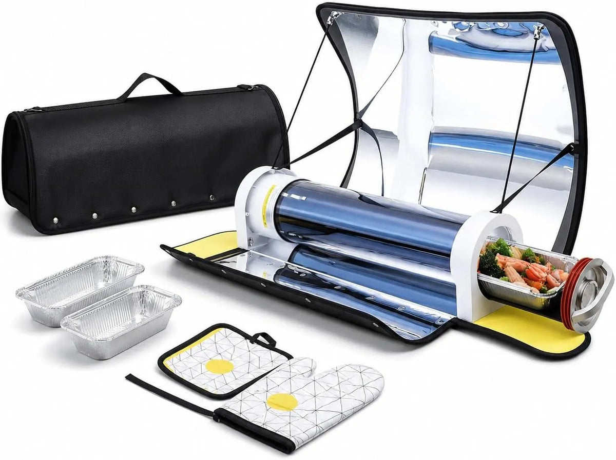 Forno elettrico, 5 L, portatile, Forno da Campeggio con Termometro e Camera, Fornello Solare Portatile 4