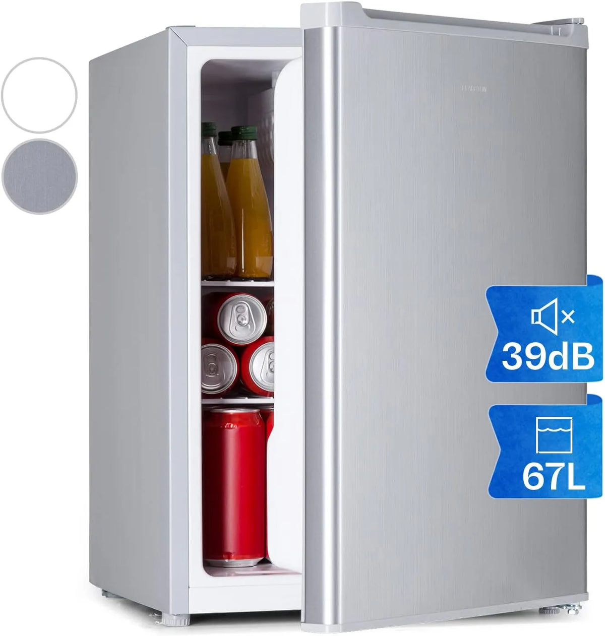 Klarstein Frigorifero portatile, 4 L, 5 a 14 °C, vano congelatore, mini frigo portatile, Mini Bar con Ripiani Rimovibili, Bar da Campeggio, 67L