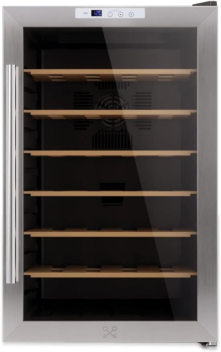 Cantinetta vino CAVC28, 70 L, 28 bottiglie, 11 a 18 °C, LED, 6 ripiani, anti-UV, Les Petits Champs Cantinetta per vino di conservazione da 28