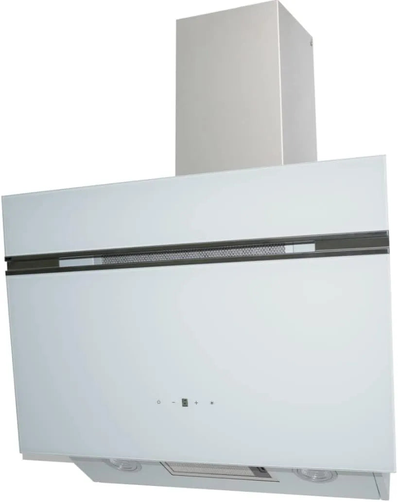 Cappa aspirante, 60 cm, 623 m3/h, cappa da cucina, WOLKENSTEIN S5-60, montaggio a parete, touch, bianco, aria di scarico, vetro bianco