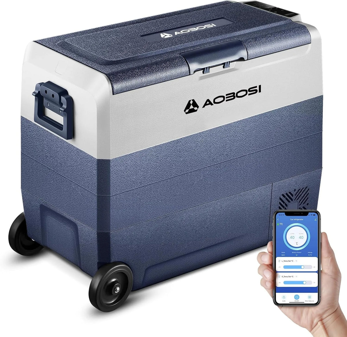 Frigorifero portatile, 60 L, -20 a 20 °C, mini frigo portatile, AAOBOSI Frigo Portatile Compressore 60L con APP, Dual Zone