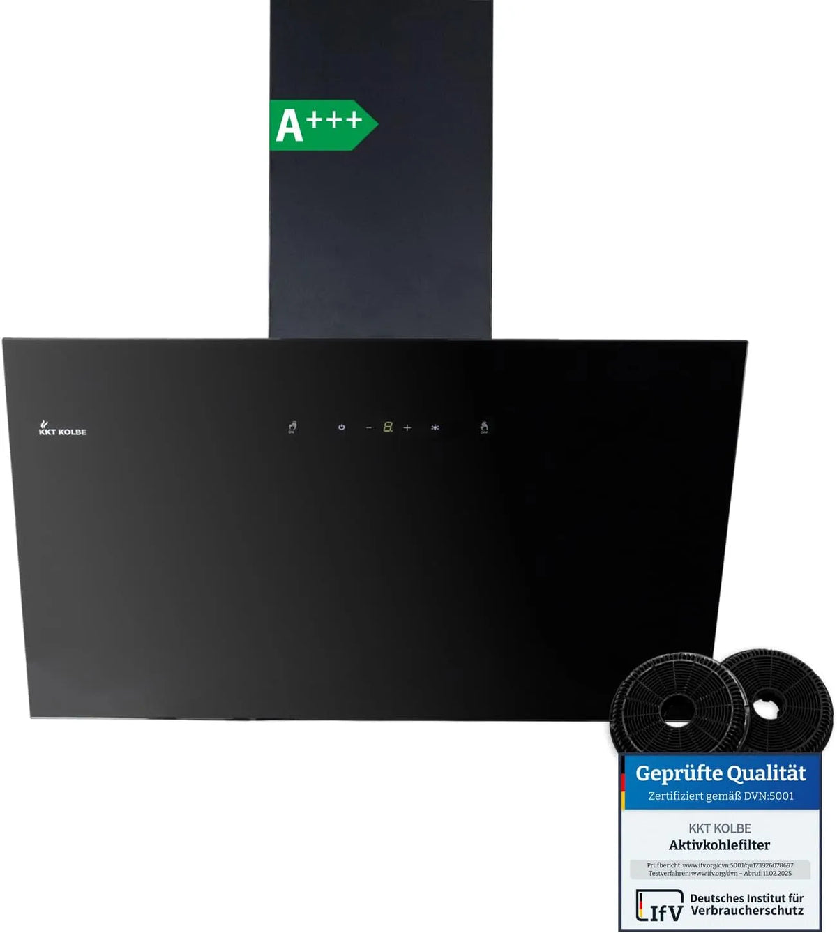 Cappa aspirante TRIO6025S, 60 cm, cappa da cucina, inclinata, montaggio a parete, nero