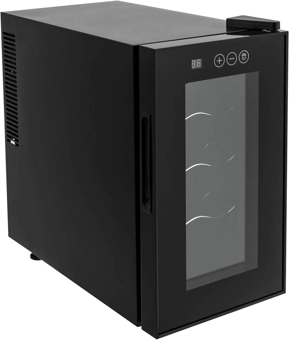 Frigorifero, 8 bottiglie, 8 a 18 °C, rosso, illuminazione a LED, intervallo di temperatura 8, bar, autoportante, per casa, ufficio