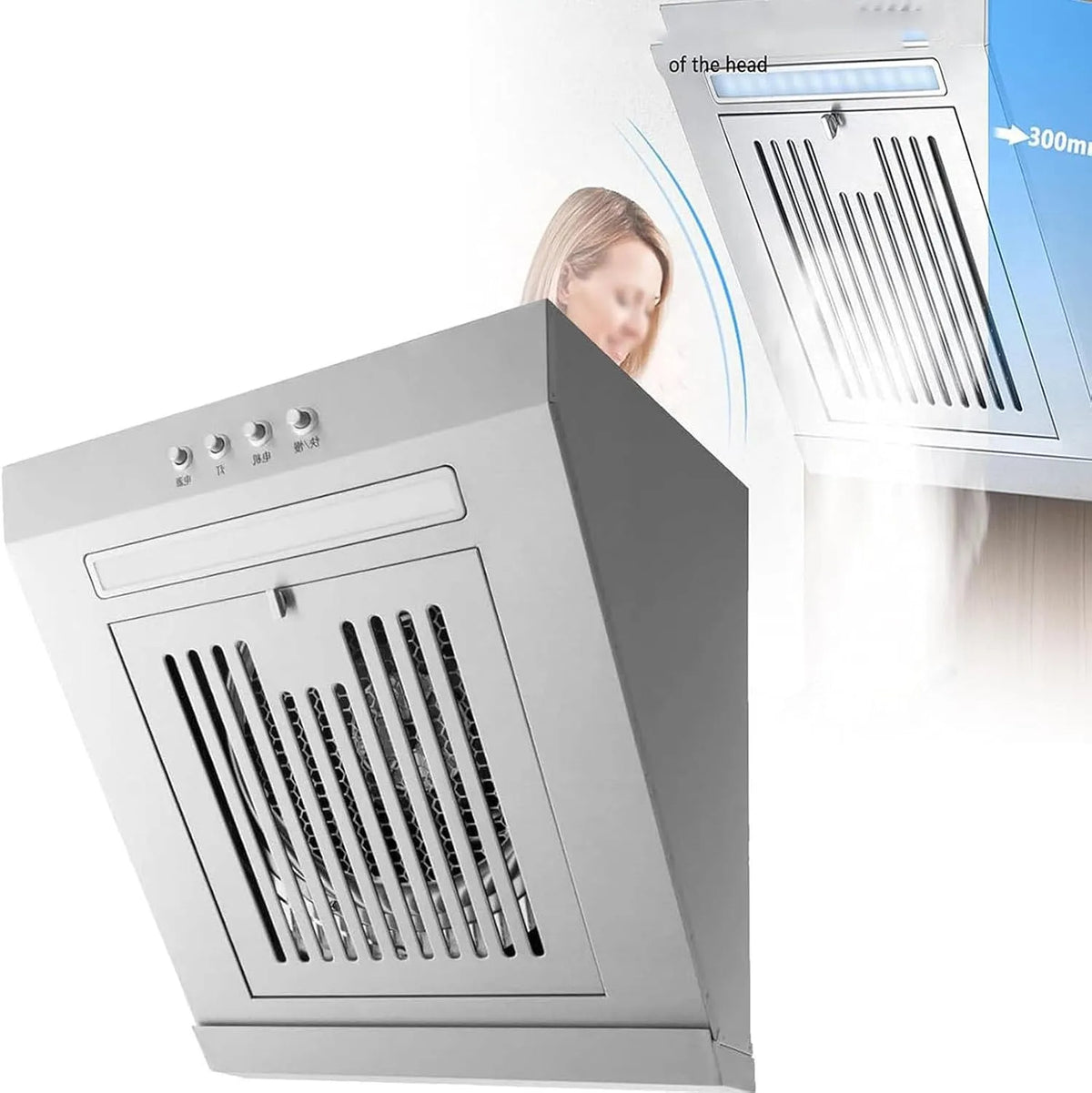 Cappa aspirante mm, 600mm, 230 W, cappa da cucina, montaggio a parete, acciaio inox, 17 M3/min, Aspiratore a Parete Da 400, LED, 400mm, Cappa A Camino