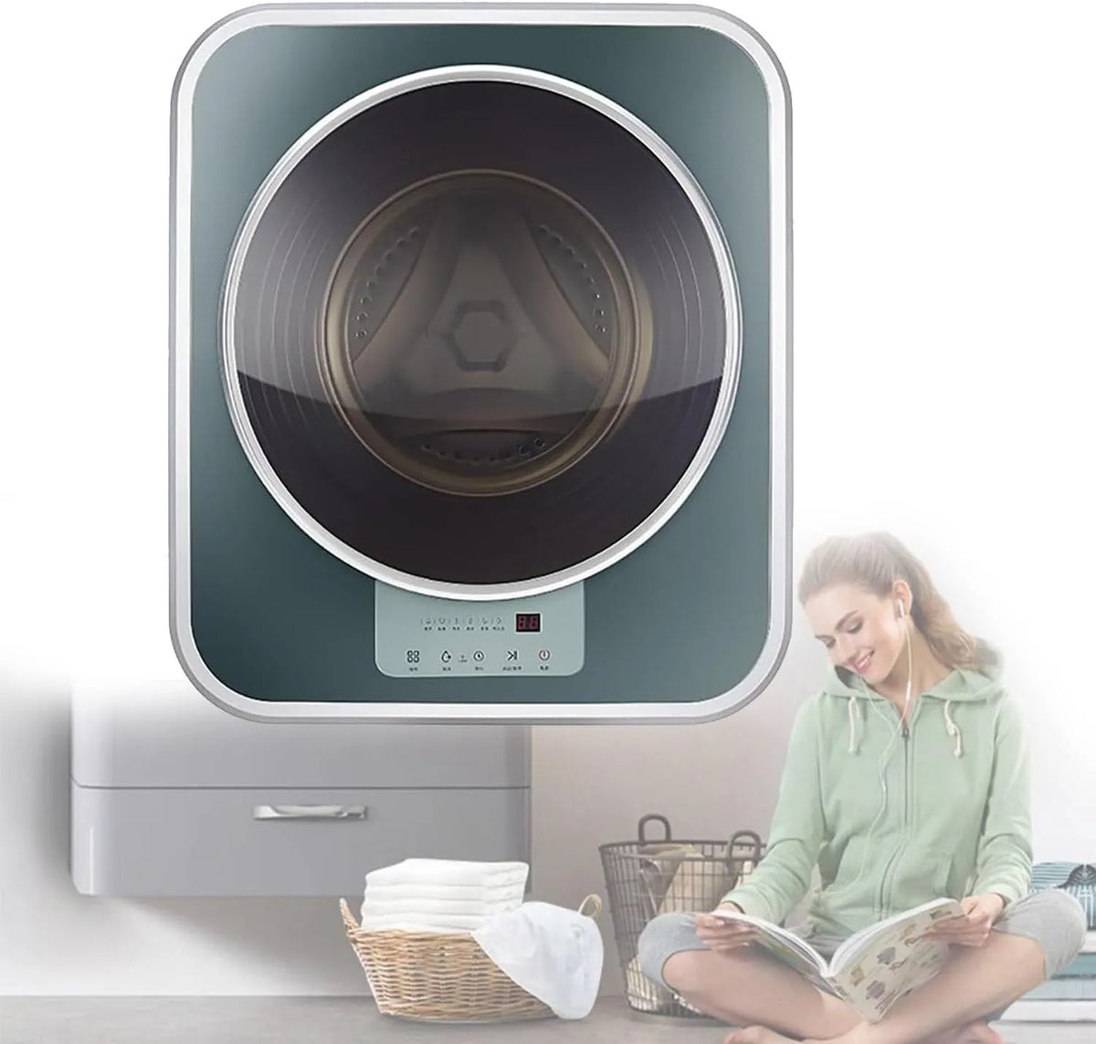 Lavatrice, montaggio a parete, design salvaspazio per appartamenti, completamente automatica, con asciugabiancheria