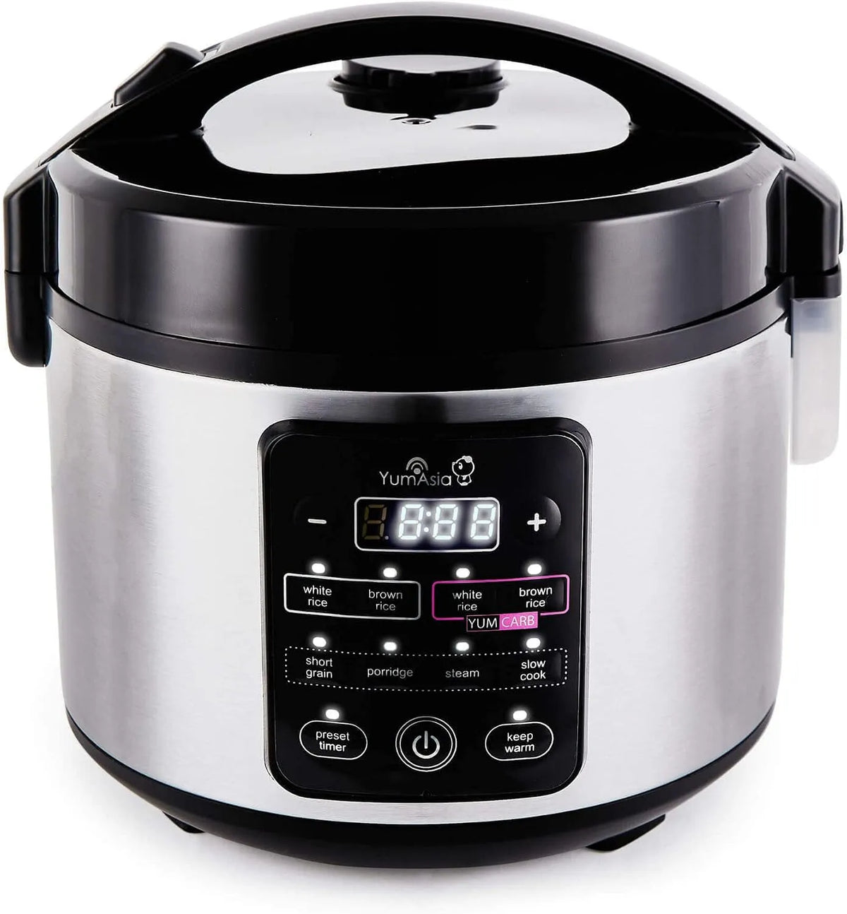 modello 220-240V, 5 tazze, 1 litro, 5 funzioni di cottura del riso, 3 funzioni di cottura multipla, Yum Asia Kumo YumCarb Cuociriso con ciotola in
