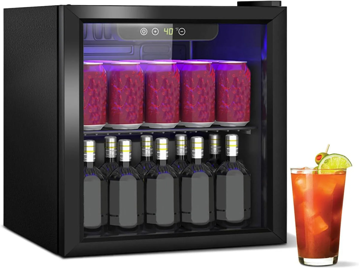 Frigorifero 60lattine, 40l, 40 L, piccolo frigorifero autoportante con ripiani rimovibili regolabili e display a LED, Frigorifero per bevande