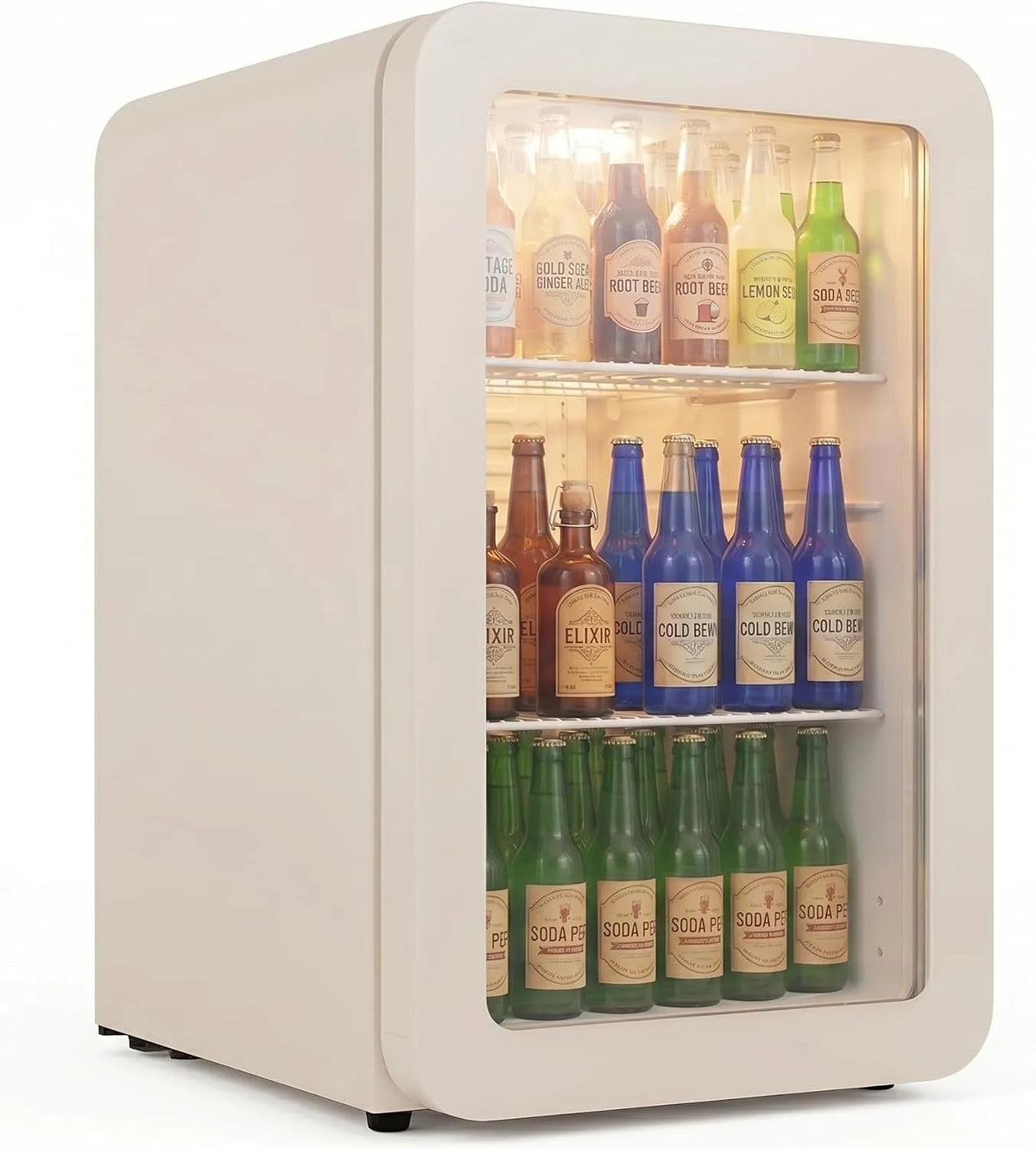 Frigorifero, 128 L, kiosco e gastronomia, colore crema, con ampio spazio per cucina, ufficio, design elegante per casa, sala giochi e hotel
