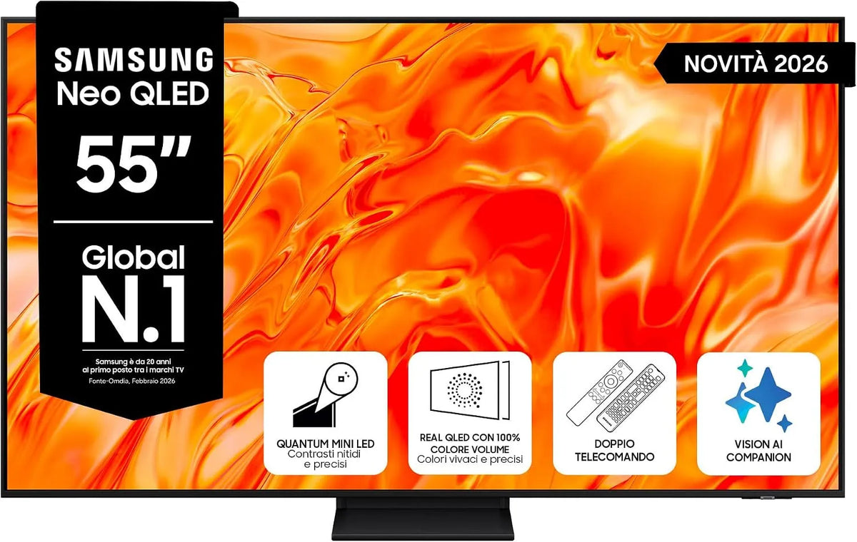 Samsung QE55QN72HAUXZT NQ4 Smart TV, 55 pollici, 50 Hz, televisore, 4K UHD, QLED, HDR, Quantum Mini LED, HDR 10+, Motion Xcelerator 50Hz, 2026
