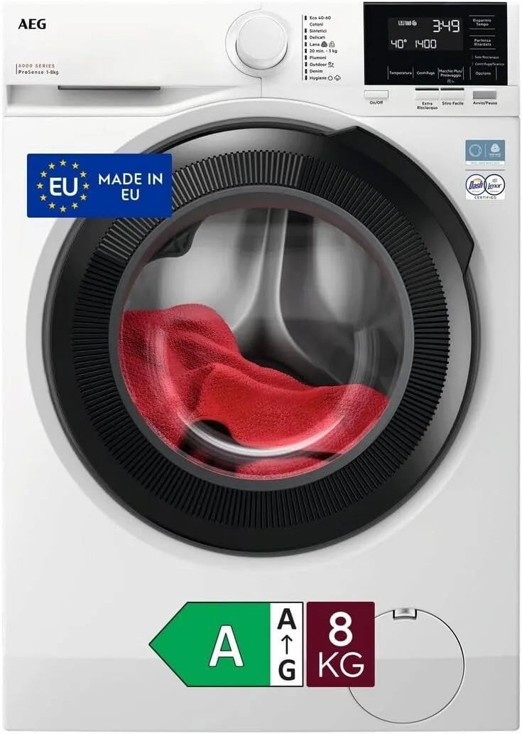AEG Serie 6000 LR6FG84 Lavatrice, 8 kg, AEG LR6FG84 Lavatrice Carica Frontale 8 kg ProSense Serie 6000