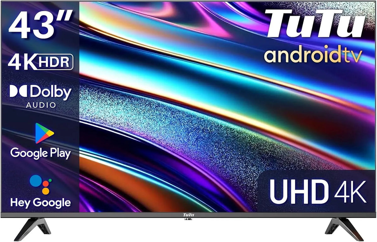 Smart TV TUS43UQ1A, 43 pollici, televisore, 4K UHD, HDR, triplo tuner DVB-T2, S2, HDMI, USB, Wi-Fi, Bluetooth, Android OS, 2024