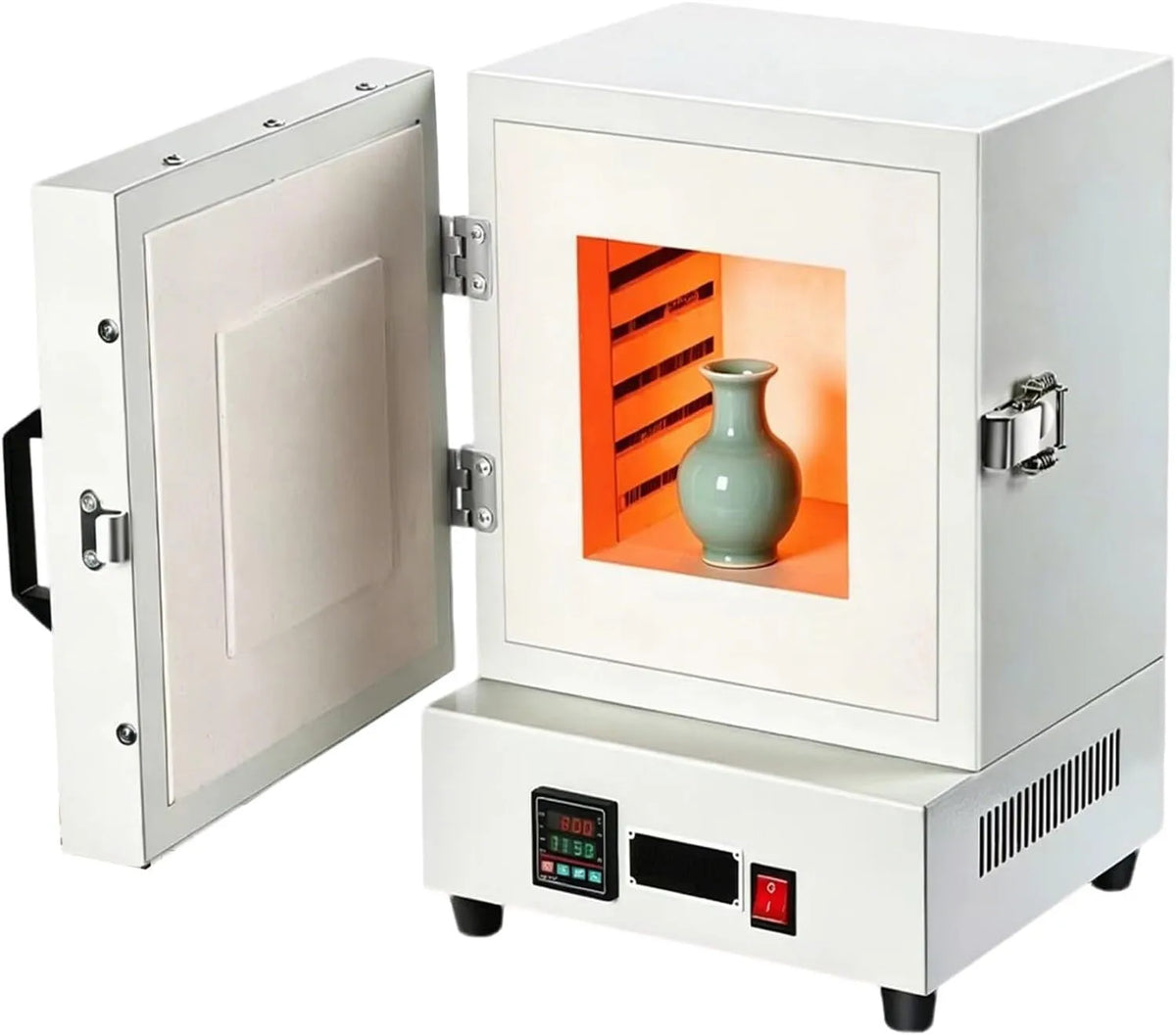 Forno elettrico, 2000 W, 2 zone di temperatura, ceramica, 2102 °F Controllo digitale della temperatura, forno a muffola con riscaldamento uniforme su