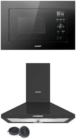 Forno a microonde PYRA17B-60, 60 cm, 20 L, da incasso, 20 Litri+ COMFEE' Cappa Aspirante 60 cm PYRA17B-60 Nera Cappa Cucina con LED