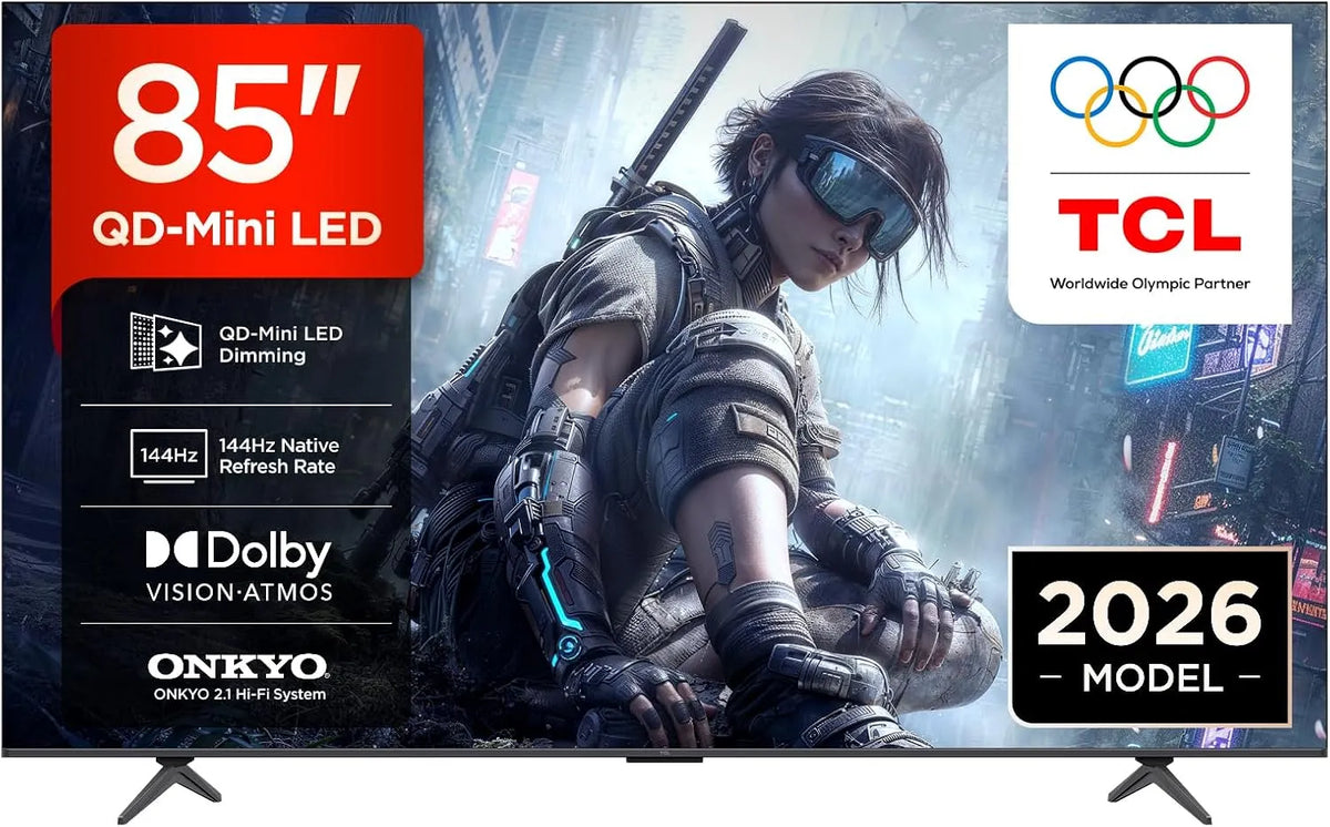TCL 85T8D Smart TV, 85 pollici, 144 Hz, televisore, 4K UHD, HDR, 144Hz VRR, pensato per il gaming