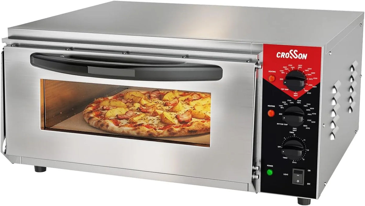 Forno elettrico per pizza, 50 × 50CM, 3000 W, timer, professionale, acciaio inox, 3000W, Ristoranti