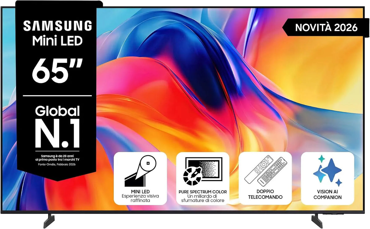 Samsung UE65M72HAUXZT Smart TV, 65 pollici, 50 Hz, televisore, 4K UHD, HDR, HDR 10+, Motion Xcelerator 50Hz, Voice Control with AI, 2026, Vision AI