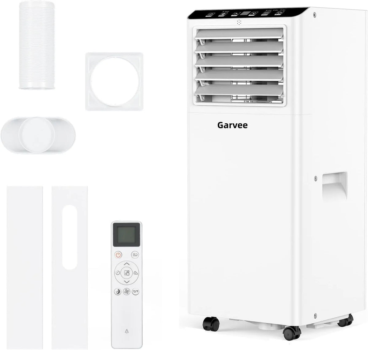 Condizionatore, Garvee 5-in-1 24h, portatile, timer, Ventilazione 2 velocità, Deumidificazione, Modalità silenziosa & sleep, Tubo scarico incluso