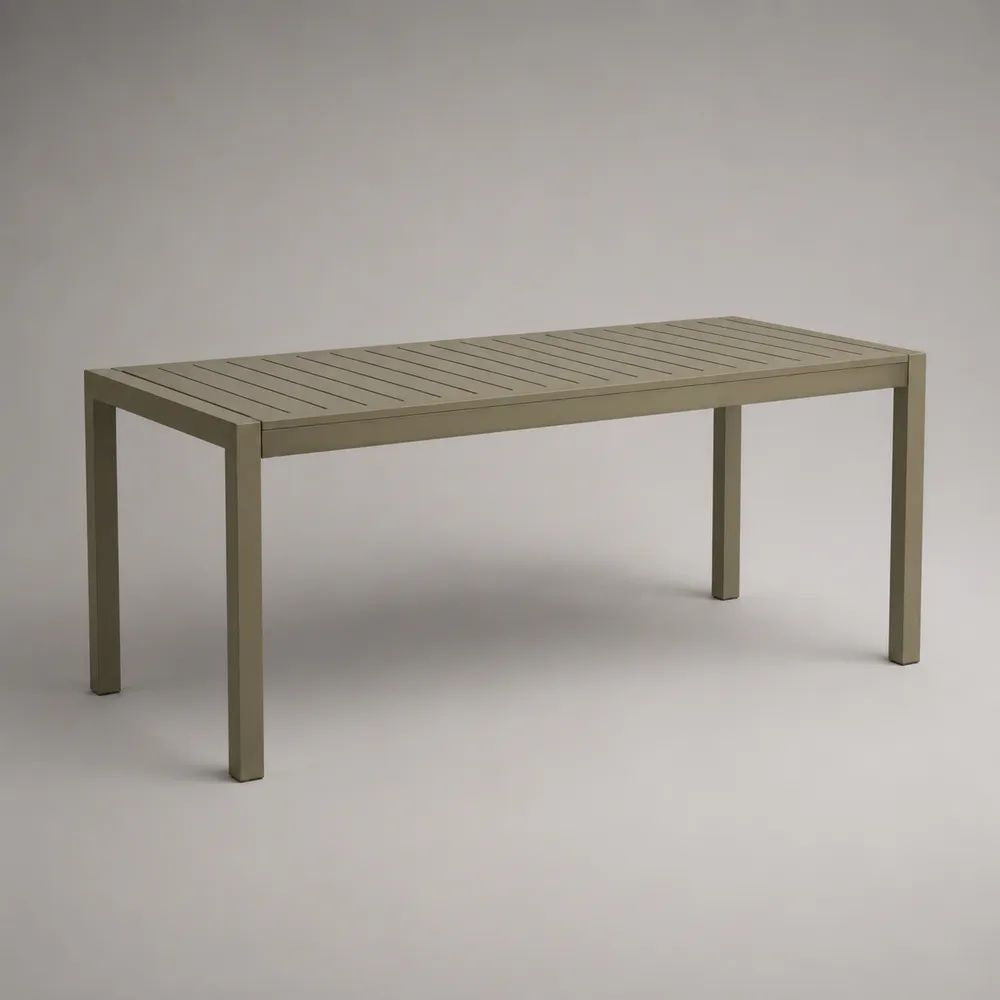 Tavolo da giardino rettangolare in alluminio tortora 150 x 90 x 74 cm, 6 posti