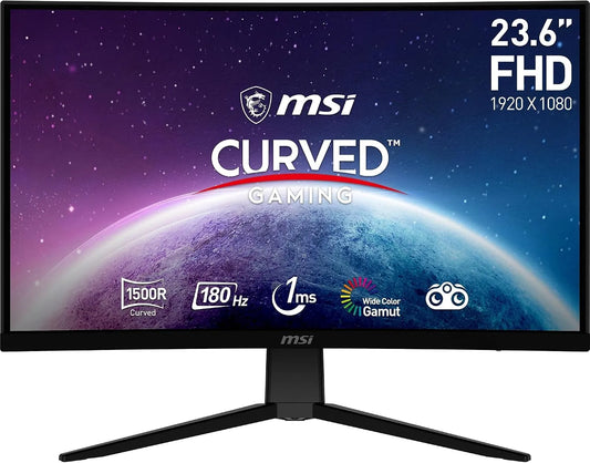 MSI G2422C 1500R Monitor, 23, 6 pollici, 1920 × 1080, 1 ms, 180 Hz, funzioni gaming, Full HD, pannello VA, HDMI, schermo PC, DP 1, 6' FHD, 0b CEC
