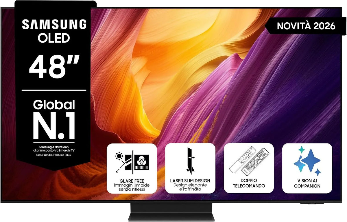 Samsung QE48S95HATXZT Smart TV, 48 pollici, 165 Hz, televisore, 4K UHD, OLED, HDR, audio Dolby, HDR 10+, Motion Xcelerator 165Hz, Dolby Atmos, 2026
