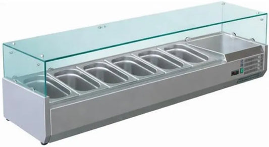 Prodotto 6 x GN 1, Vetrina Saladette refrigerata con ingredienti 1500 mm, +2°C, +8°C, Inox, 3 - +2°C