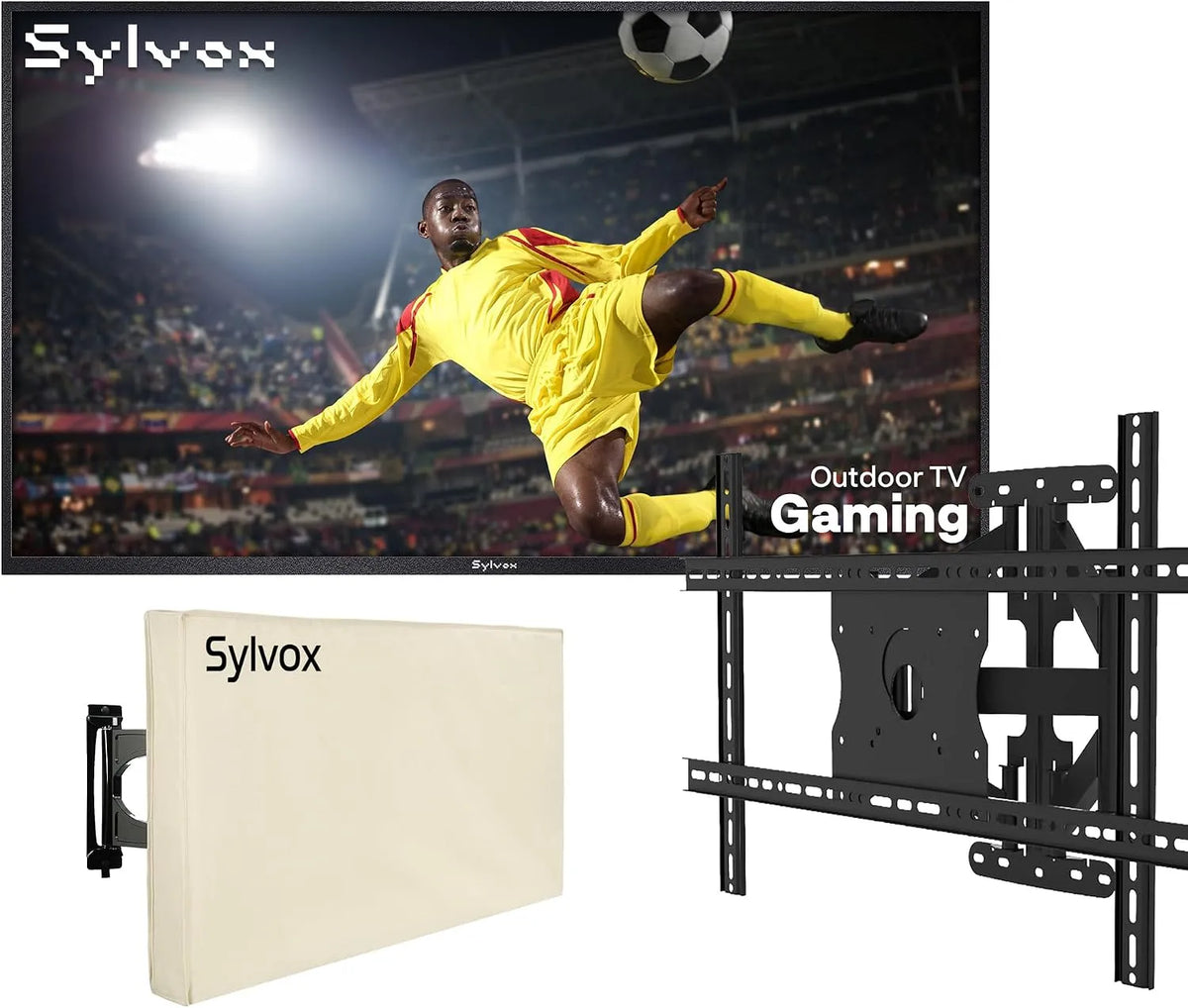 Smart TV, 55 pollici, televisore, montaggio a parete, SYLVOX 55' TV da Esterni con Copertura & Supporto da Parete - Gaming