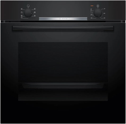 Bosch Serie 2 HBA510BA3 Forno elettrico, 60 x 60 cm, da incasso, 3 livelli, effetto 3D, nero, riscaldamento rapido, illuminazione interna alogena