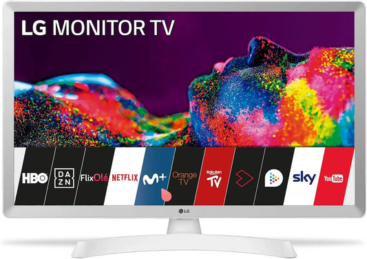 LG 24TN510S Monitor, 24 pollici, 1366 × 768, 2 HDMI, Wi-Fi, DVB-T2, USB, S2, bianco, schermo LED HD, VESA 75 x 75, 16:9, 10 W, 2 x HDMI 1.4, WiFi