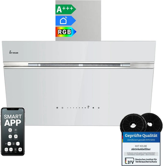 Cappa aspirante AURORA8005WED, 80 cm, cappa da cucina, inclinata, bianco, KKT KOLBE Cappa aspirante inclinata AURORA8005WED
