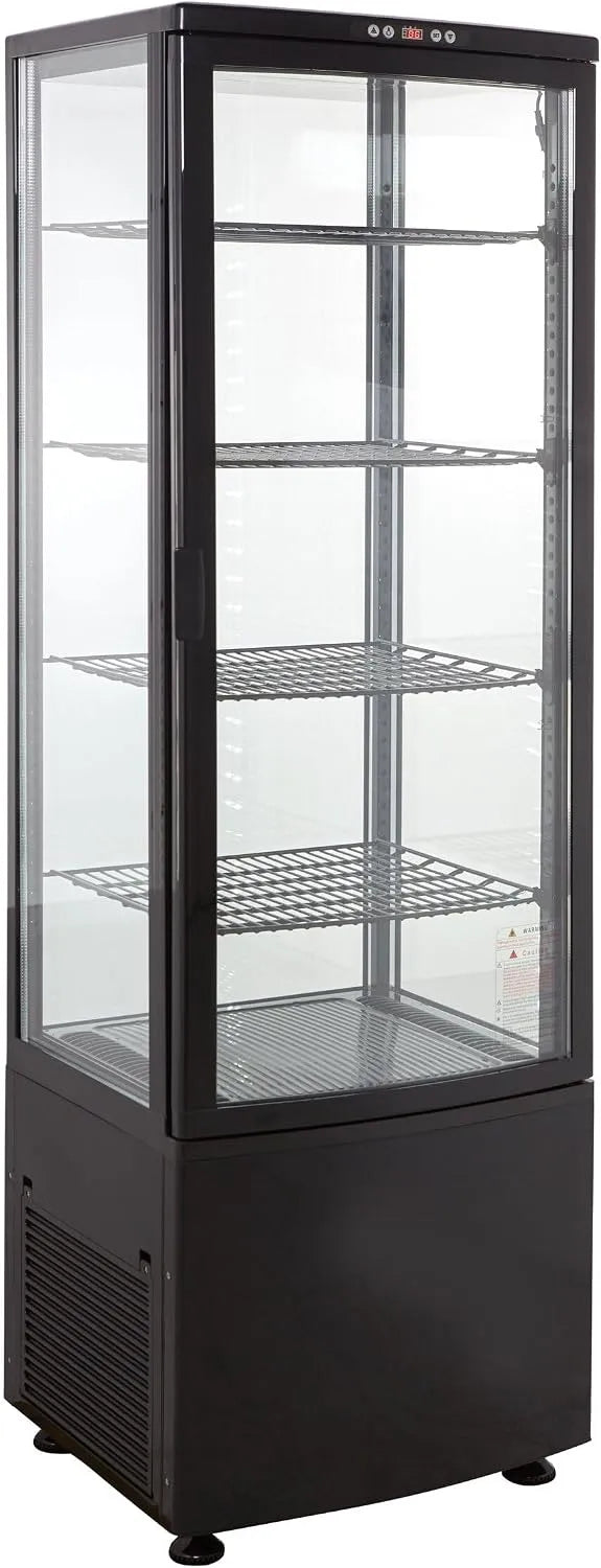 Prodotto vetrina a buffet +2 °C e +6 °C con LED, GastroHero Vetrina refrigerante da 235 litri, vetrina refrigerante Gastro nero, bancone refrigerante