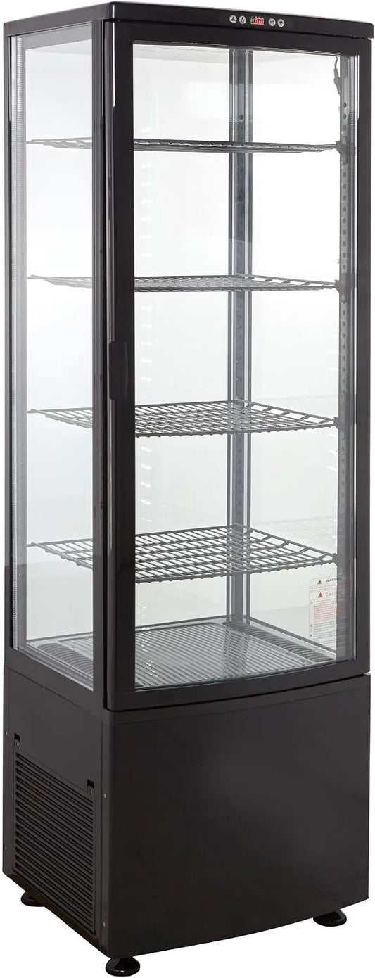 Prodotto vetrina a buffet +2 °C e +6 °C con LED, GastroHero Vetrina refrigerante da 235 litri, vetrina refrigerante Gastro nero, bancone refrigerante