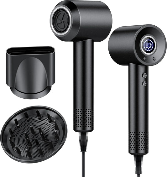Accessorio per elettrodomestico, 3 velocità, professionale, Asciugacapelli Ionico 180, Display LED, 2 Accessori Magnetici, Termoregolazione