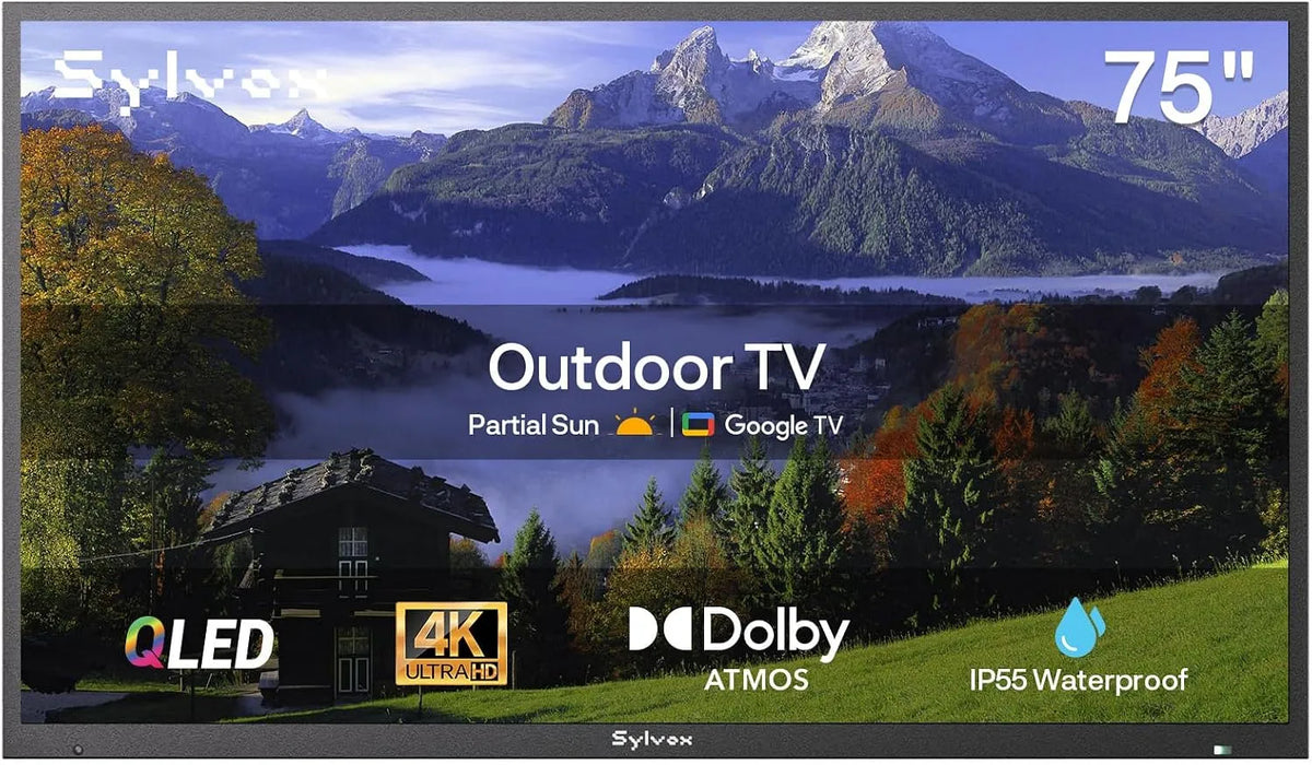 Google 1000Nits Smart TV, 75 pollici, televisore, 4K UHD, QLED, esterno, IP65, IP55 Impermeabile