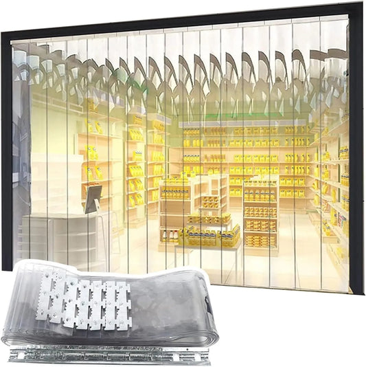 Congelatore, 180 x 230 cm, industriale, professionale, freezer verticale, confezione da 3 per magazzino, supermercato, Strisce di tende in plastica