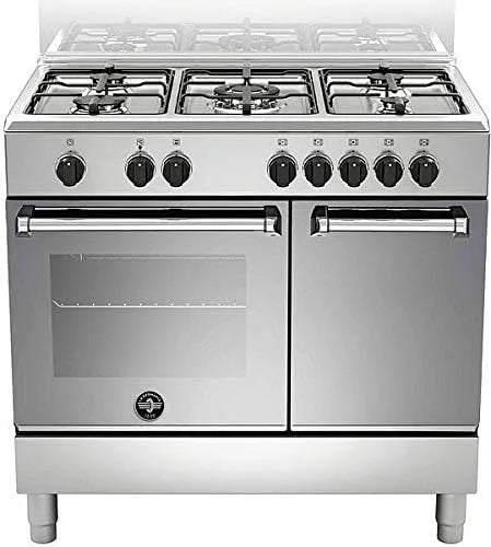 Piano cottura a gas, Americana AMN9P5EXV, acciaio inox, fornello a gas, nero, Acciaio inossidabile, Rotativo, Cucina, Anteriore, Inferiore destro