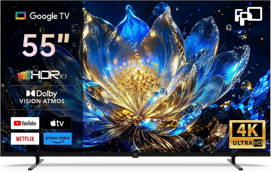 Google Smart TV, 55 pollici, televisore, 4K UHD, HDR, audio Dolby, HDR 10, MEMC per immagini più fluide, Dolby Vision e Dolby Atmos, Google TV con