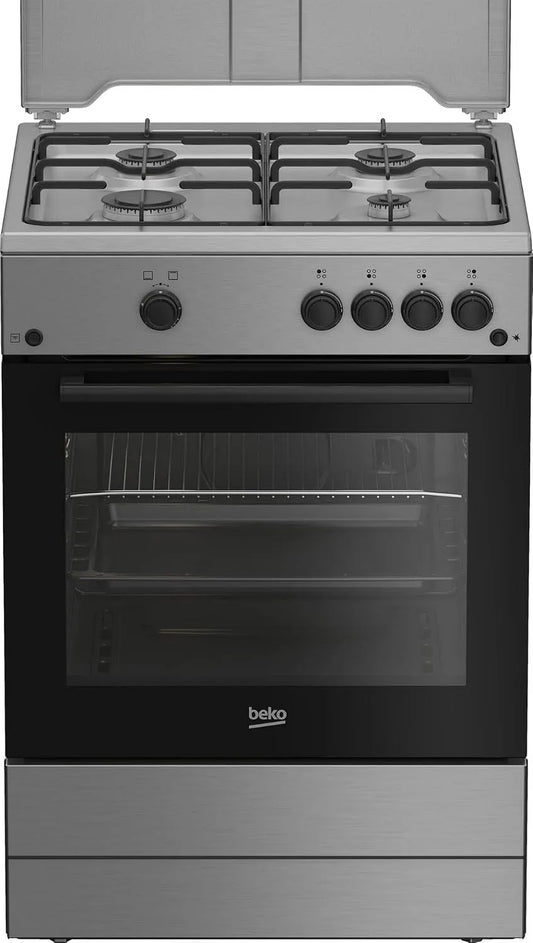 Cucina con forno FBG62010DX, 60x60 cm, acciaio inox, nero, FBG62010DX - Cucina a gas con forno a gas, n° fuochi, colore inox