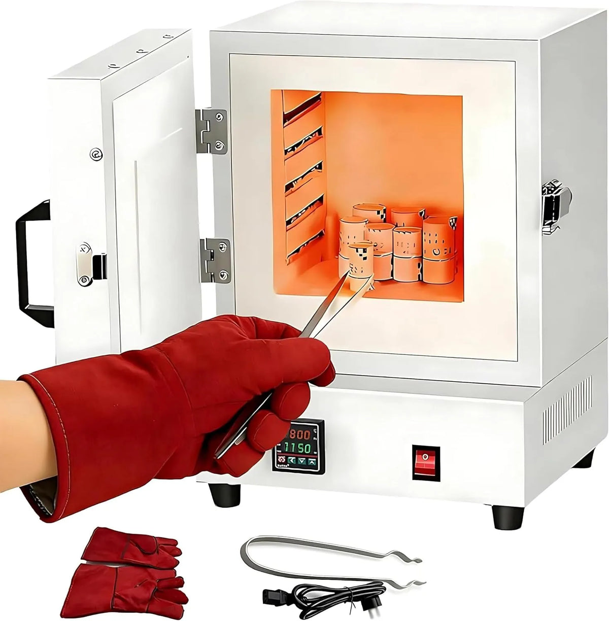 Forno elettrico, 2000 W, 0-1150°C Controllo Digitale, 2000W, Forno per Ceramica e Fusione Metallica, Elettrico da Tavolo, Ideale per Gioielli