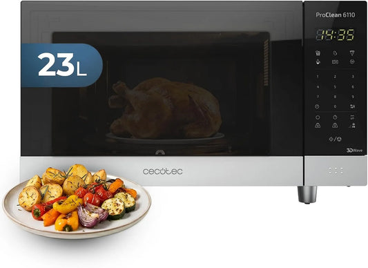 Cecotec Ready2Clean 3DWave Forno a microonde, 23 L, 800 W, touch, nero, Pannello di Controllo e Tecnologia 3DWave, Cecotec Microonde 23L Proclean 6010