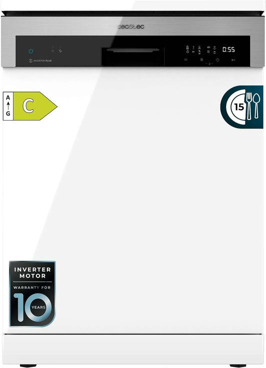 Cecotec Bolero Aguazero 6500 Lavastoviglie, 60 cm, 6 programmi, libera installazione, Inverter, 3 ° Vassoio, Dry+, Auto Open, Mezzo carico