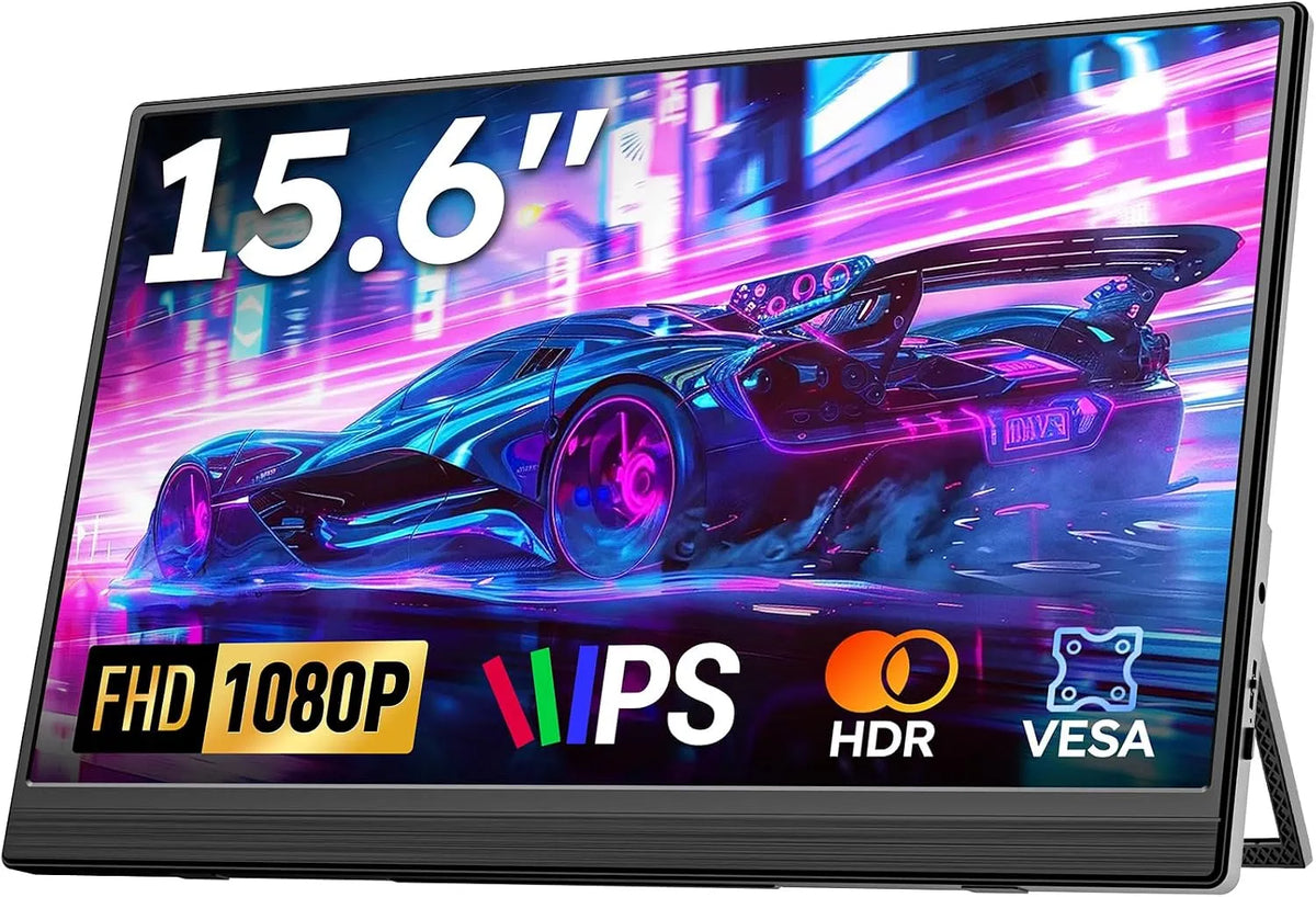 Monitor 1080P PS4, 15, 6 pollici, portatile, Full HD, schermo PC, FHD Schermo da Gioco Eye-Care, Doppi Altoparlanti Incorporati per Laptop, Mac