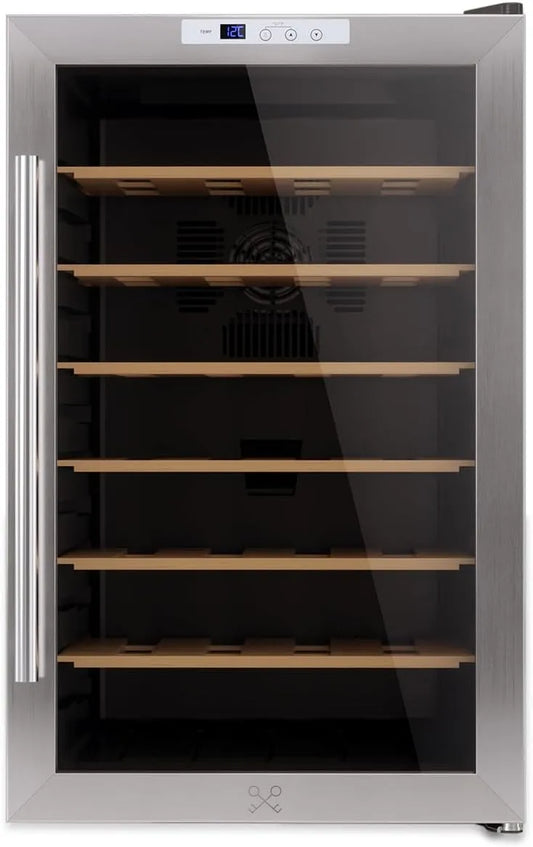 Cantinetta vino CAVC28, 70 L, 28 bottiglie, 11 a 18 °C, LED, 6 ripiani, anti-UV, Les Petits Champs Cantinetta per vino di conservazione da 28