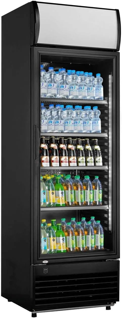 Frigorifero, 324 L, 180 W, vetro, acciaio inox, nero, illuminazione a LED, 4 ripiani regolabili, alluminio