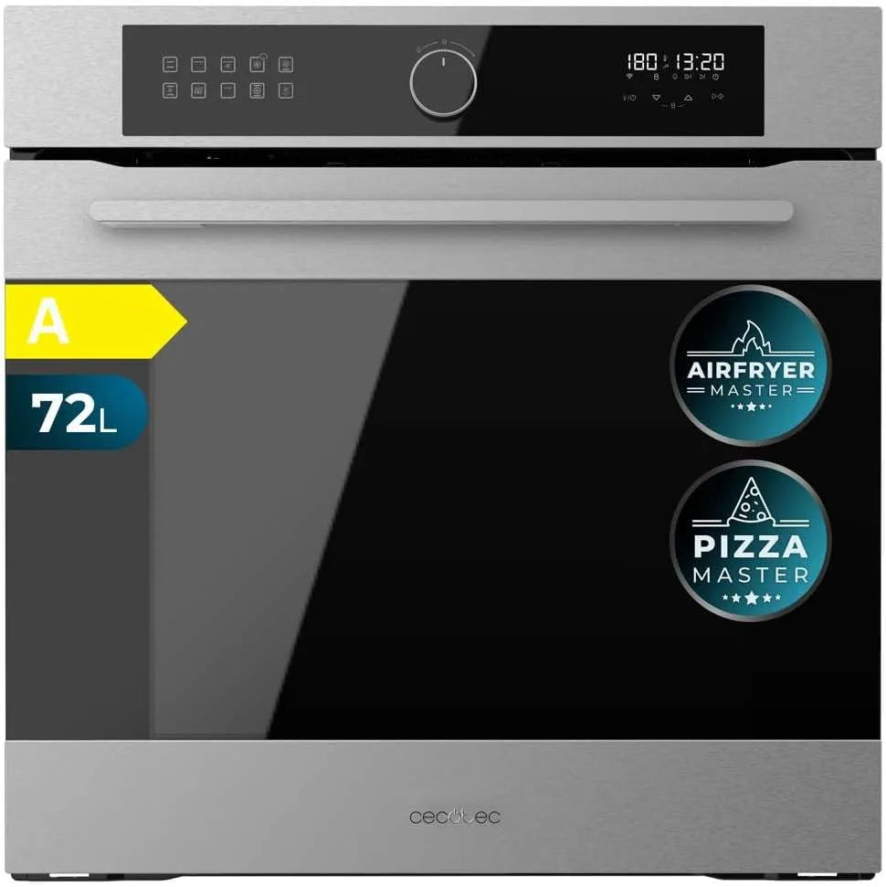 Cecotec Bolero Hexa AF316000 Forno elettrico per pizza, 60 cm, 72 L, 3400 W, 11 programmi, effetto 3D, scongelamento, acciaio inox, Steam Asisst