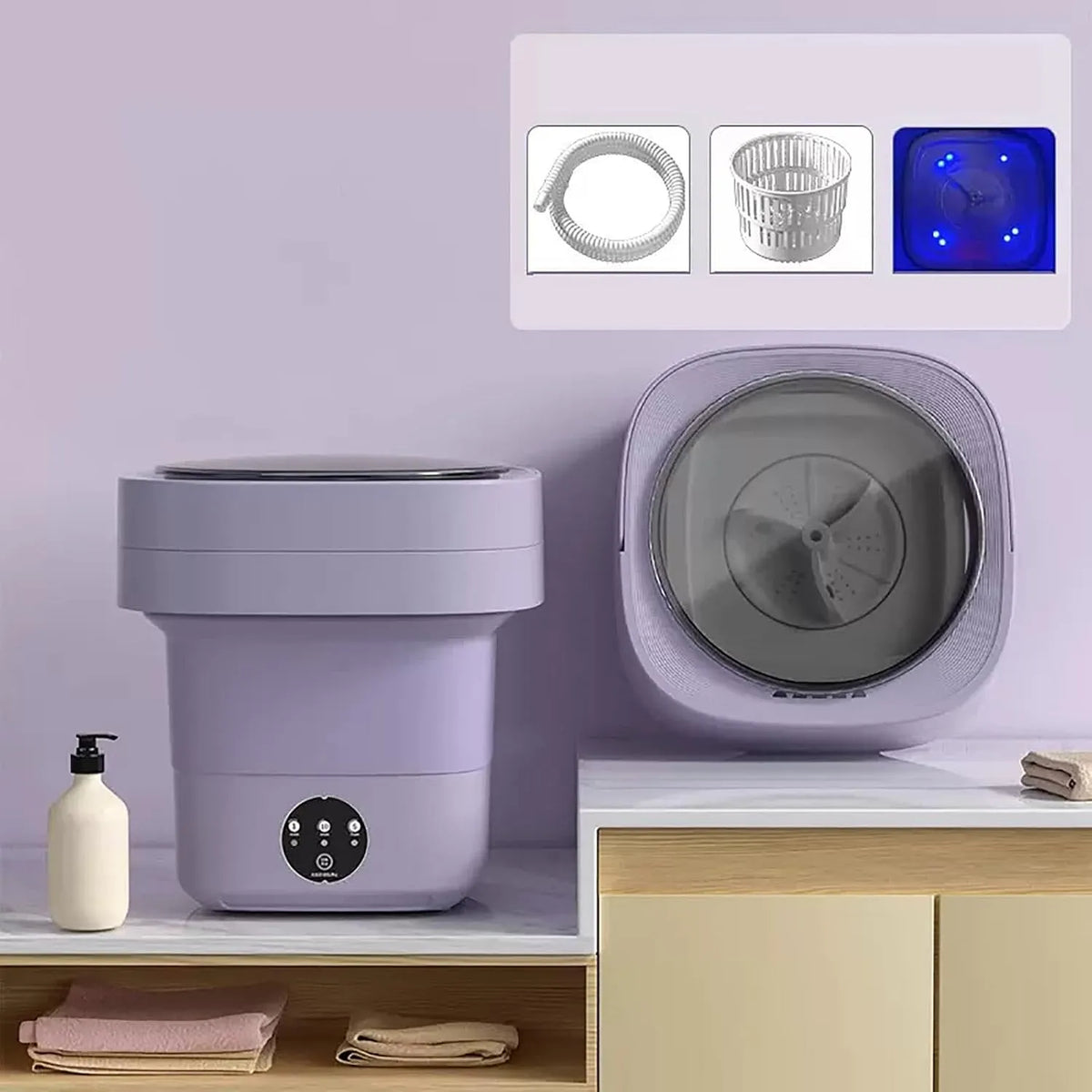 Lavatrice, 13 L, portatile, biancheria intima 13L purple, Funzione centrifuga delicata per vestiti per bambini