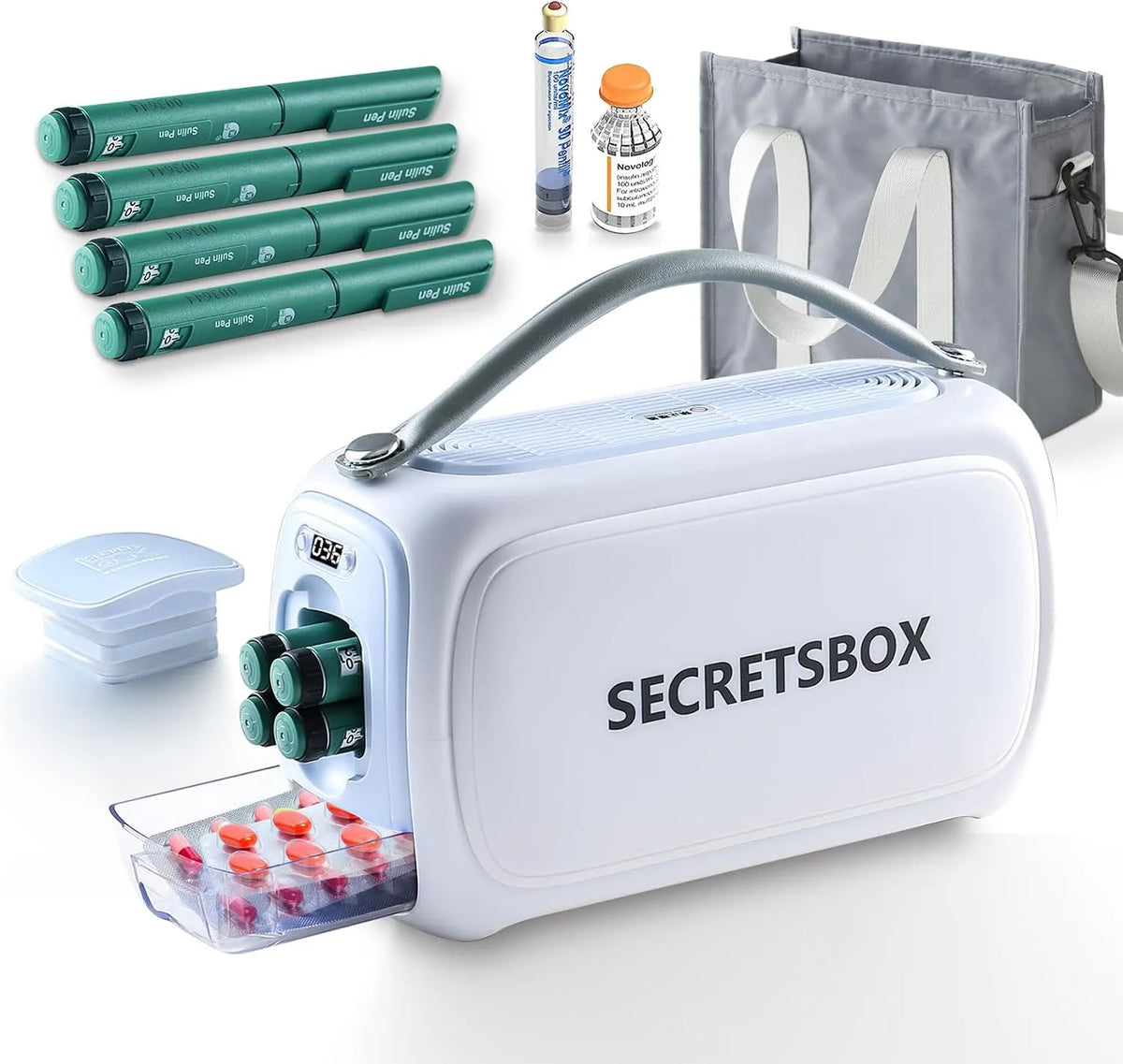 Frigorifero medico portatile, 2 a 8 °C, display digitale, trasporto di insulina e farmaci, con 2 baterías, Raffreddamento per farmaci da viaggio