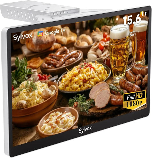Google 1080P Smart TV, 15, 6 pollici, televisore, DVB-T2, 6' Google TV per Cucina Sotto Gabinetto, SYLVOX 15