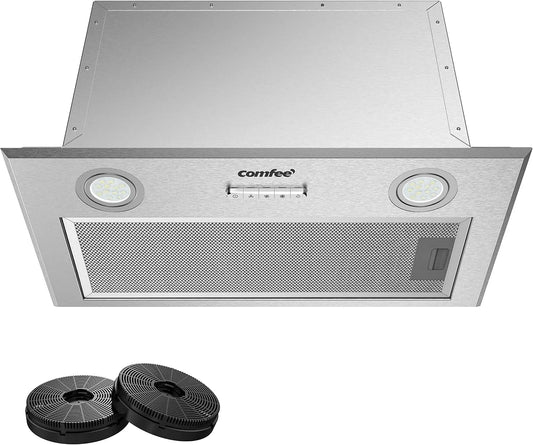 Cappa aspirante BIHT01SS-52, 52 cm, cappa da cucina, da incasso, Sistema di Ricircolo e Canalizzazione e Filtri a Carbone
