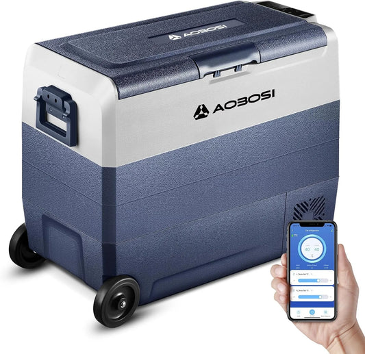 Frigorifero portatile, 60 L, -20 a 20 °C, mini frigo portatile, AAOBOSI Frigo Portatile Compressore 60L con APP, Dual Zone